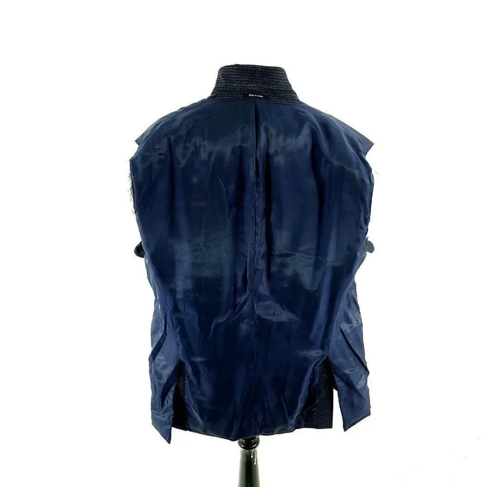 Pronto Uomo Platinum Wool 2 Button Sport Coat 42R Blue Check Tagged 44L See Desc